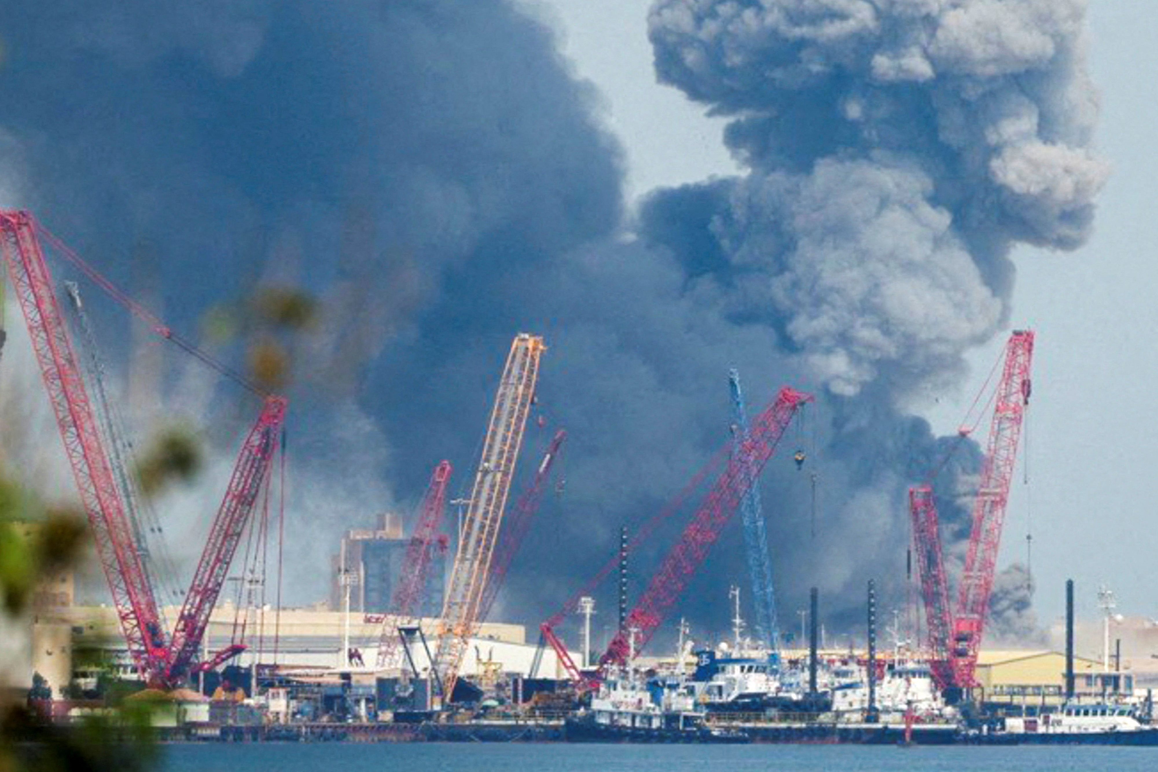 Smoke rising over Manama, Bahrain after Iranian retaliation