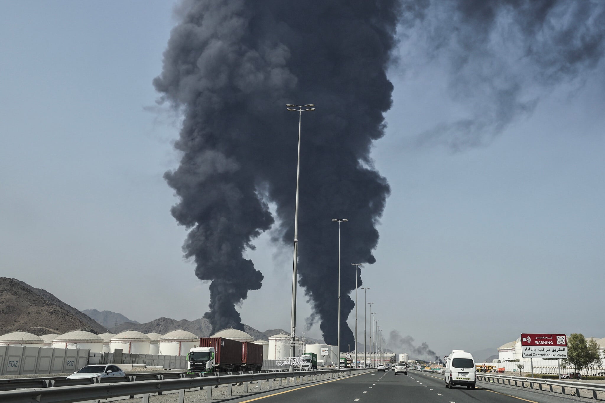 Smoke from Fujairah energy installation — Iran retaliates against UAE after Kharg Island strike by targeting Gulf oil infrastructure