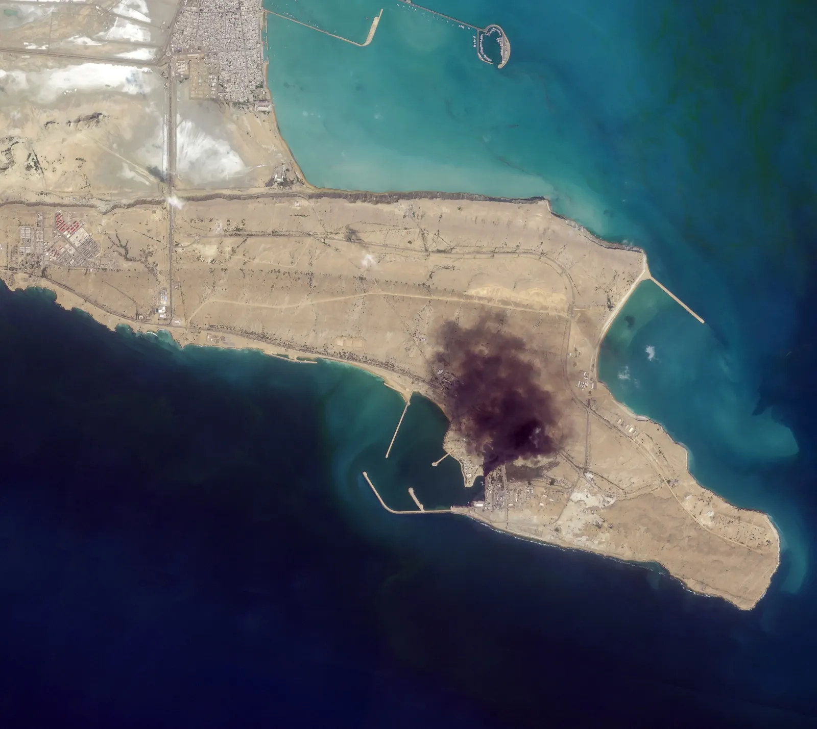 Smoke rising from Konarak naval installations