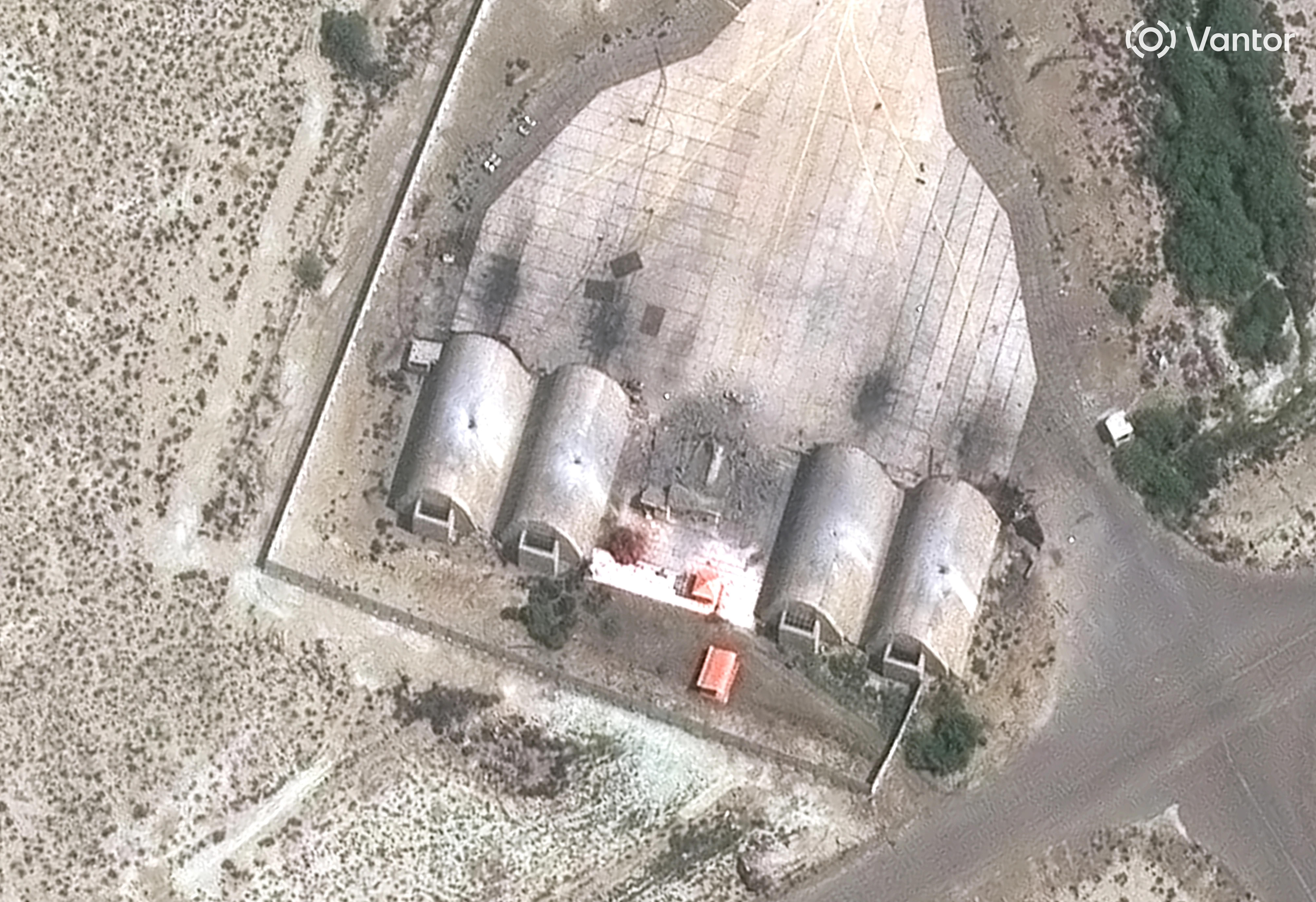 Konarak air base aircraft shelters — Day 25 strike package systematically destroys Iran's remaining hardened aircraft shelters across 5 air bases