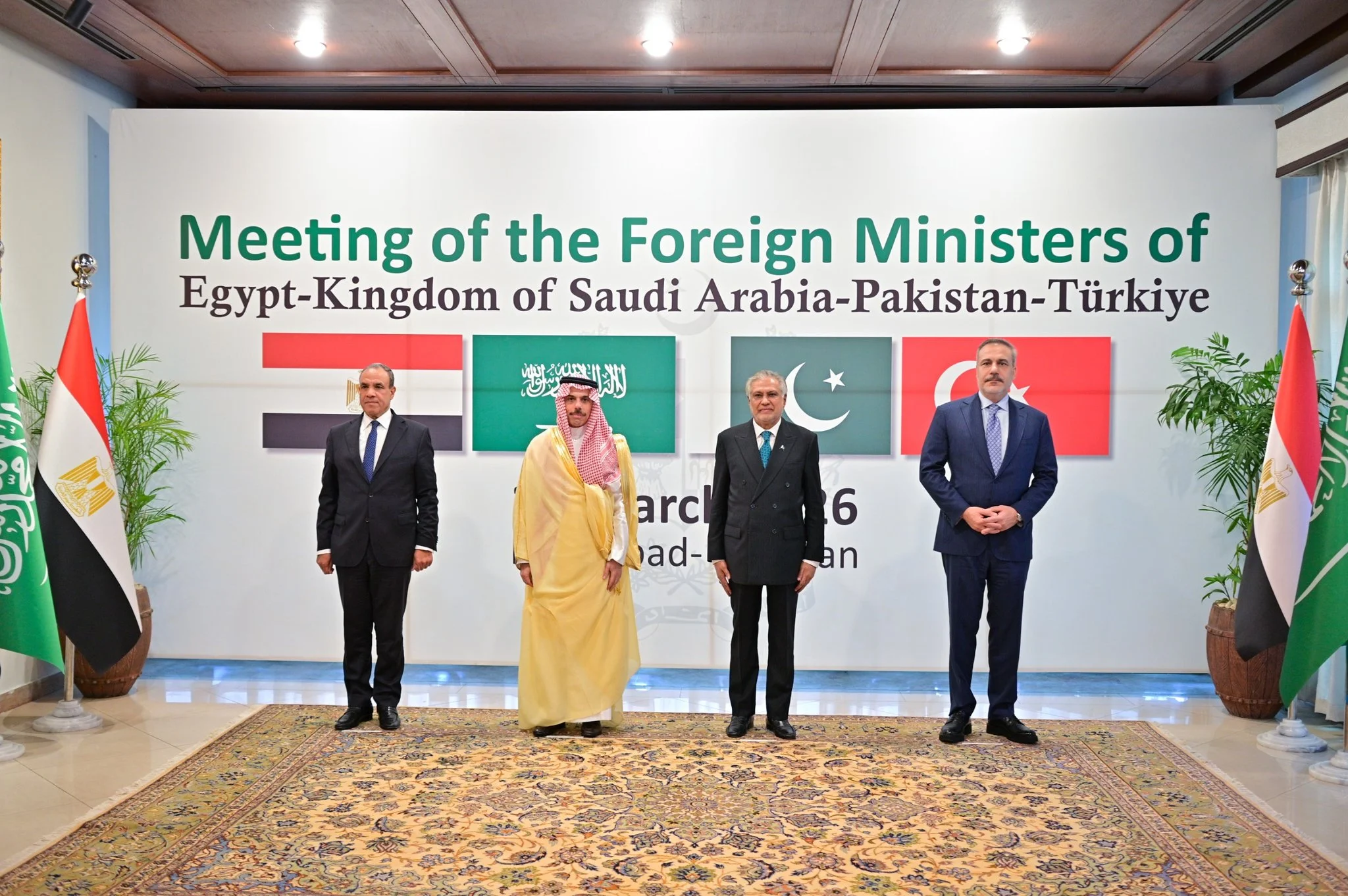 Pakistan diplomatic meetings in Islamabad — FM Ishaq Dar coordinates the US-Iran ceasefire channel; Pakistan's unique trust with both sides makes it the only viable mediator