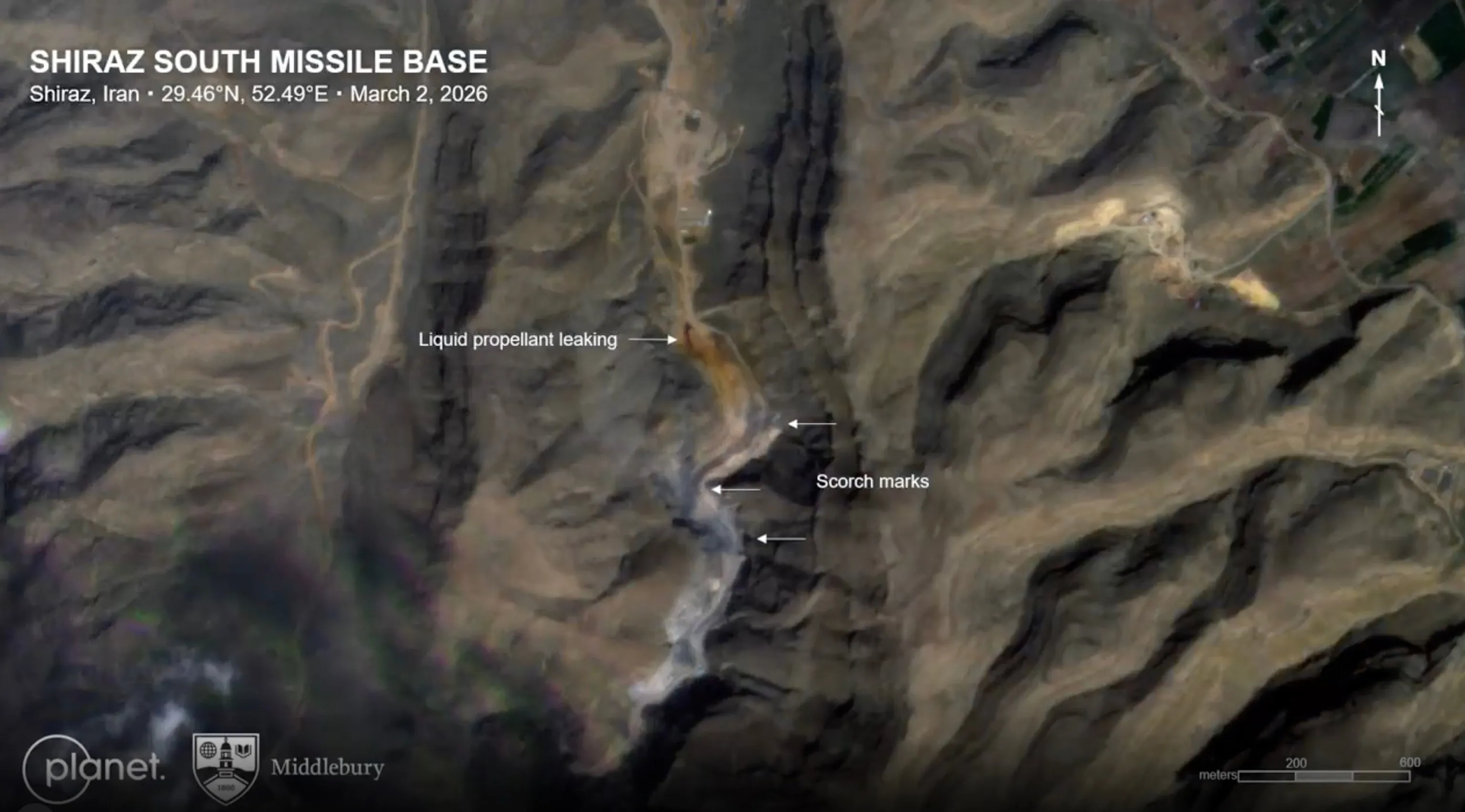 Shiraz south missile base destroyed — satellite confirmation