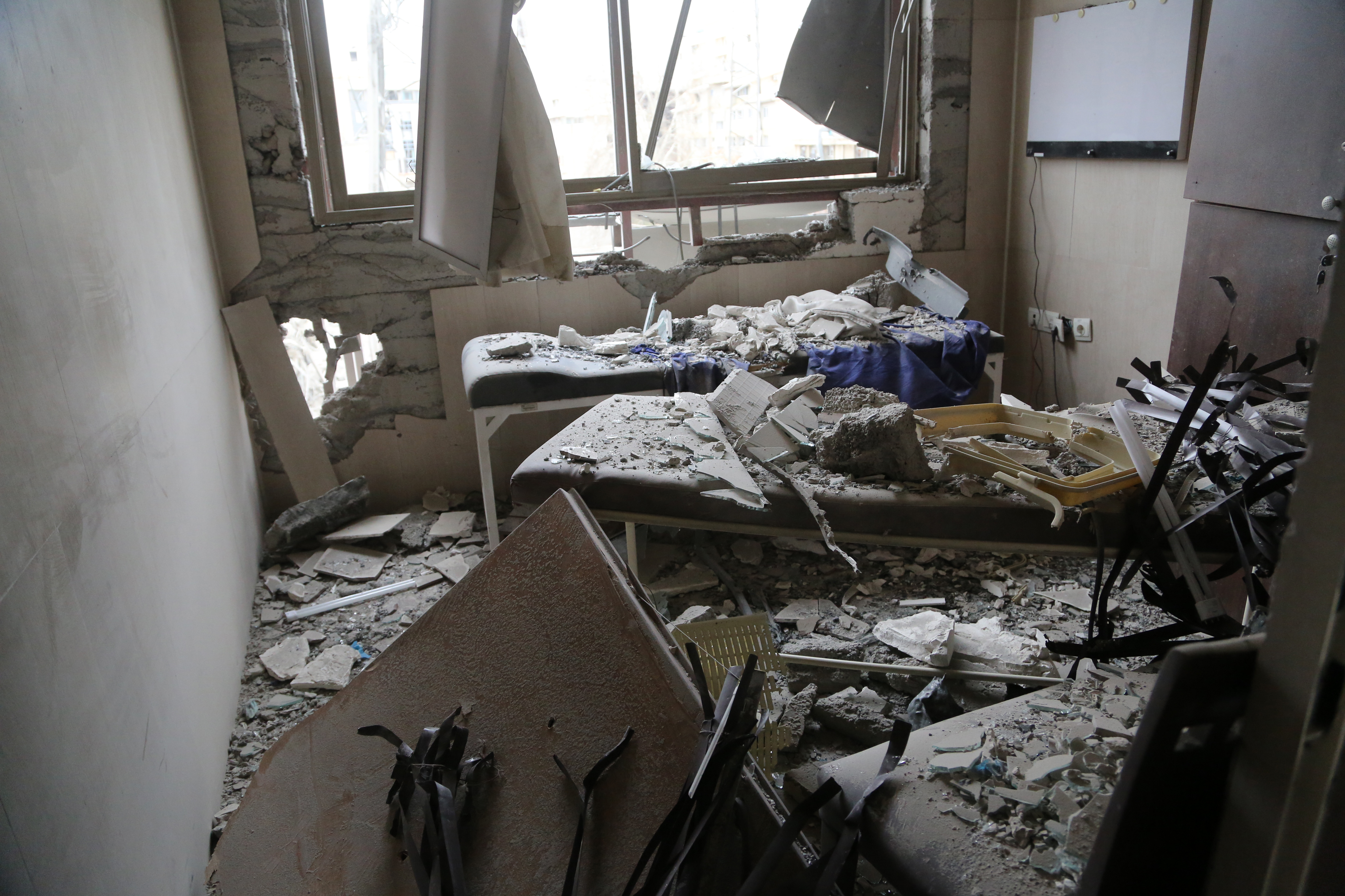 Gandhi Hospital damage — closer view (2), Mar 2