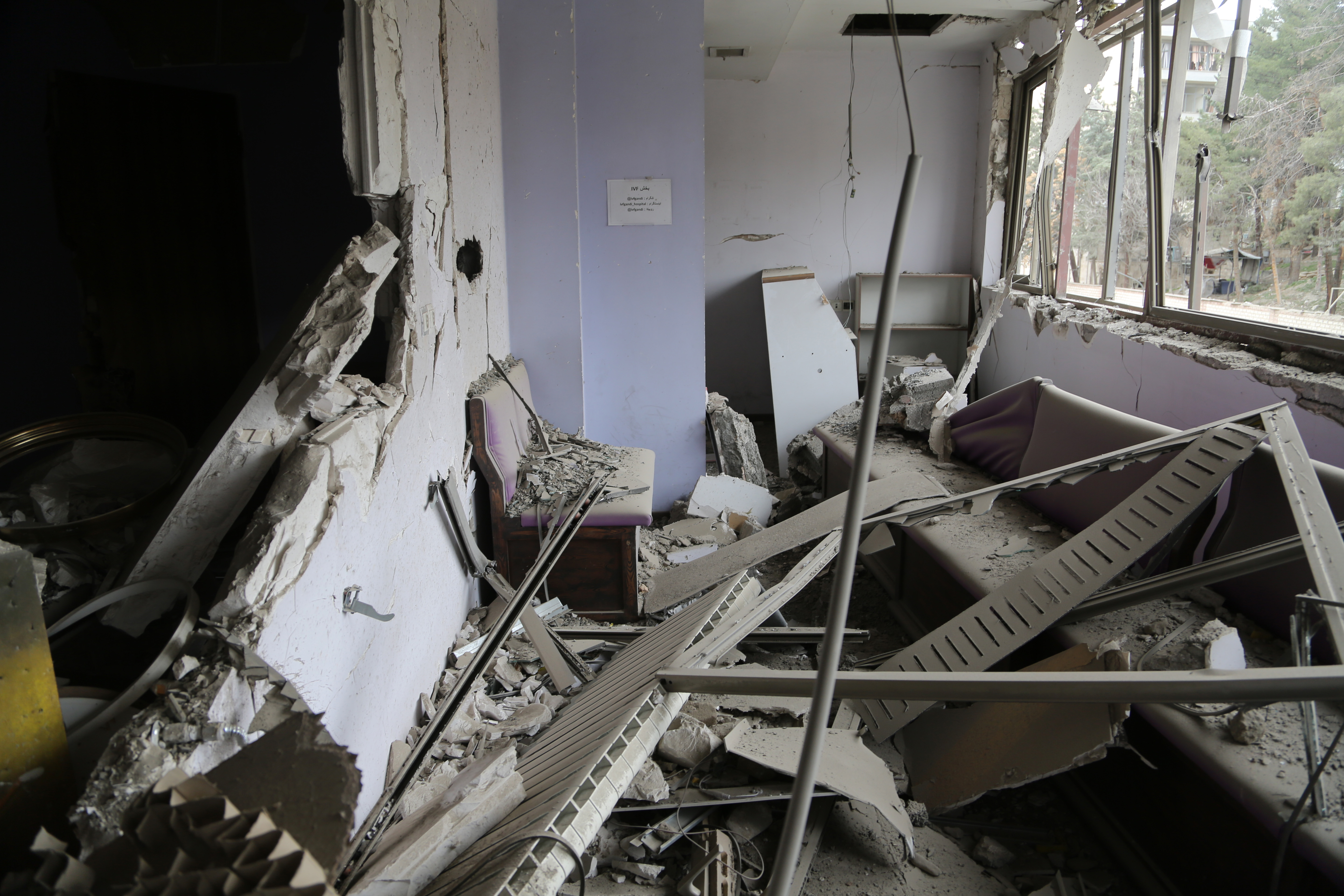 Gandhi Hospital damage — interior/exterior (3), Mar 2