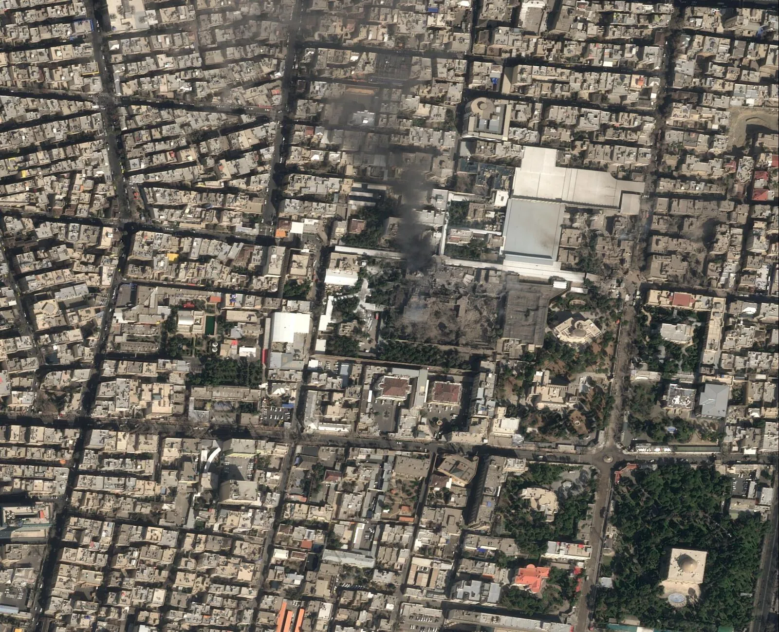 Tehran Khamenei compound — satellite overview of destruction zone